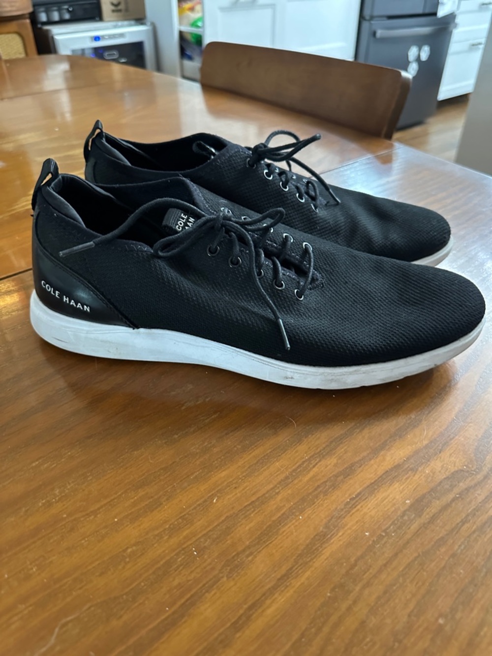 Cole Haan Black Knit Lace-Up Sneakers with White Sole
